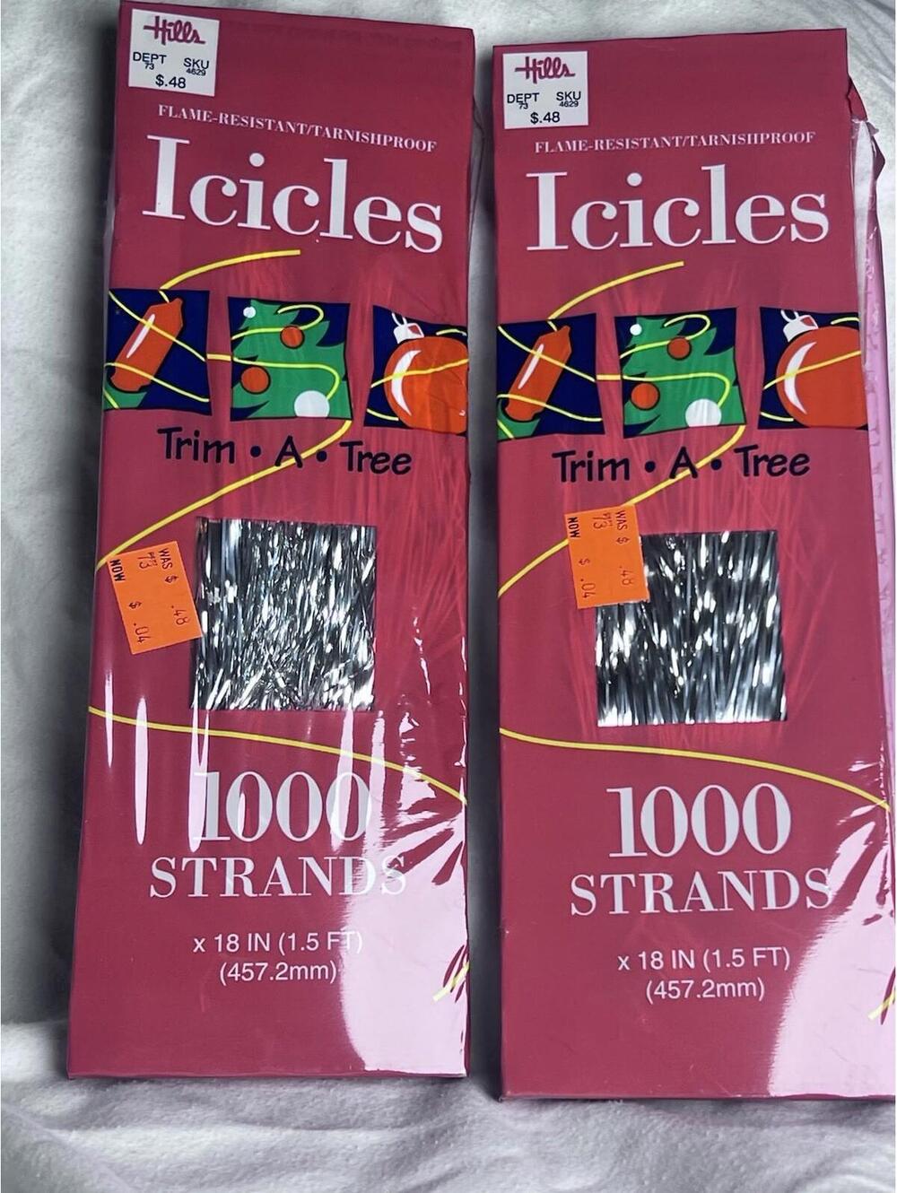 Vtg Icicles 1000 Strands Tinsel Christmas Tree 2 Packs New In Box